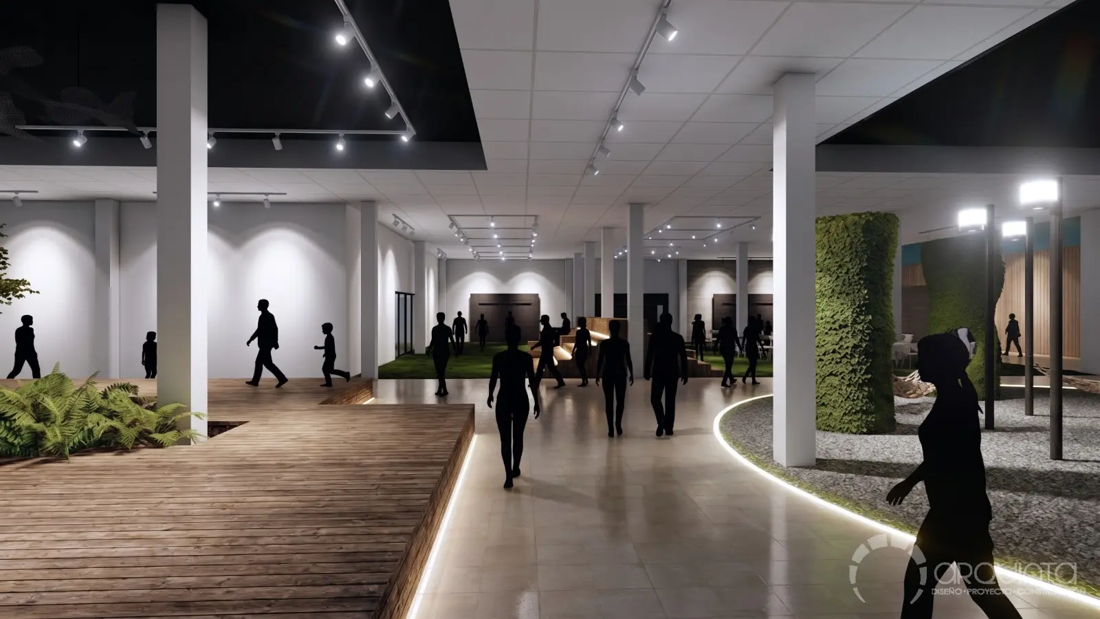 Área común del recinto Breakout, diseño de Arquinta
